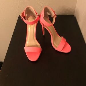 Neon Coral High Heel Sandals